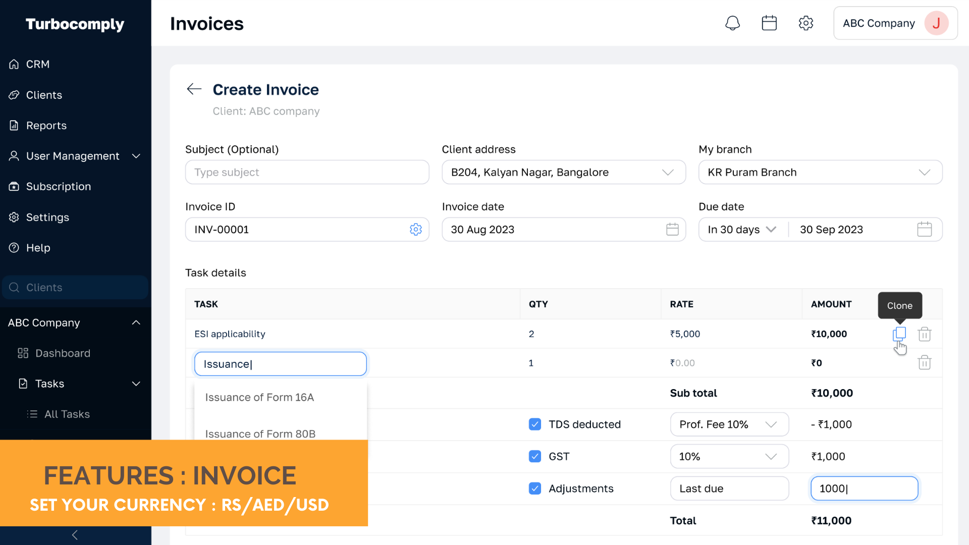 Generate Invoice