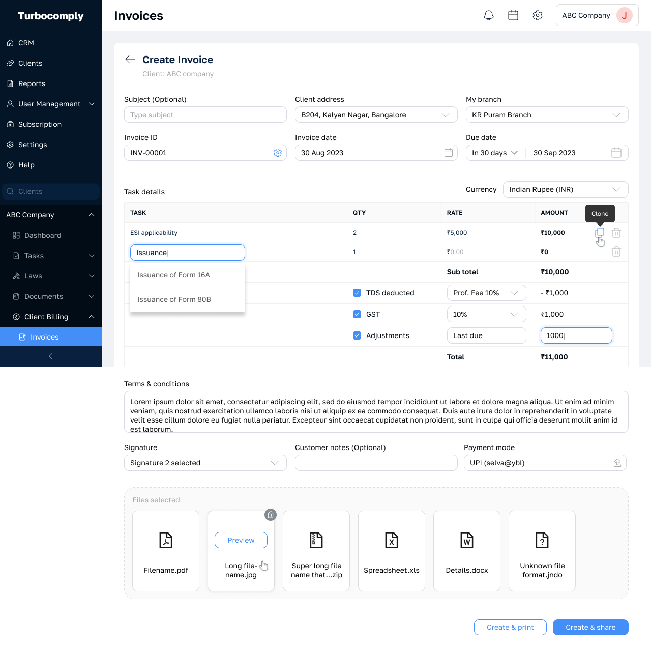 Create Invoice